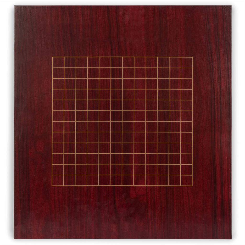Dark Cherry Veneer 0.6-Inch Reversible Go Game Set Board with Single Convex Melamine Stones and Jujube Bowls-Yellow Mountain Imports-Yellow Mountain Imports