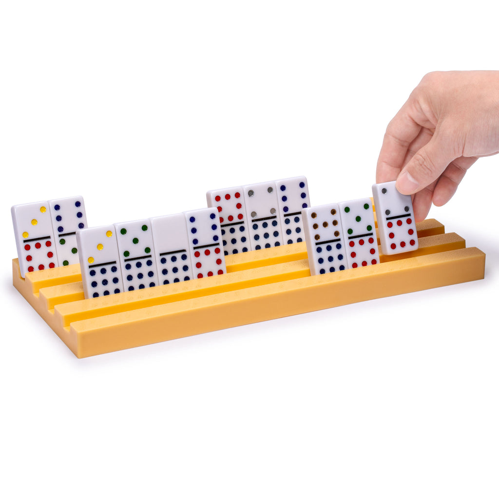 Domino Racks/Trays for Chicken Foot, Mexican Train, and Domino Games - Set of 4-Yellow Mountain Imports-Yellow Mountain Imports