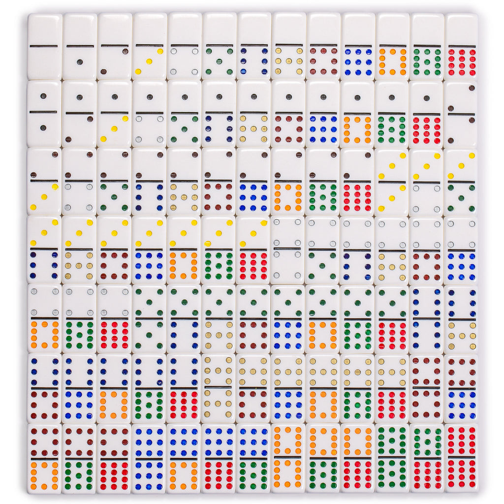 Double 12 Colored Pips/Dots Dominoes in Black Lacquer Case-Yellow Mountain Imports-Yellow Mountain Imports