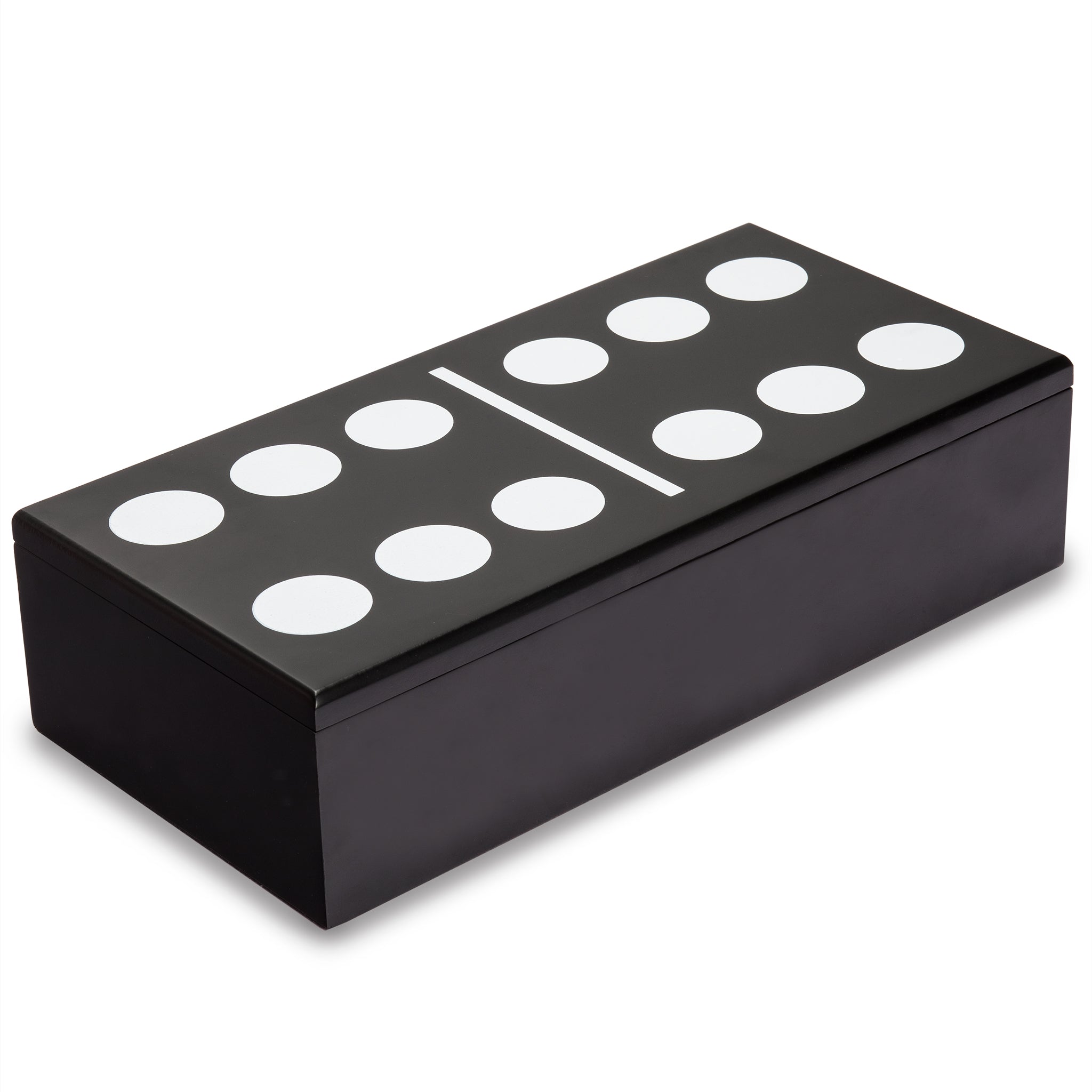 Double 12 Dominoes Game Set with Numerals in Black Lacquer Case