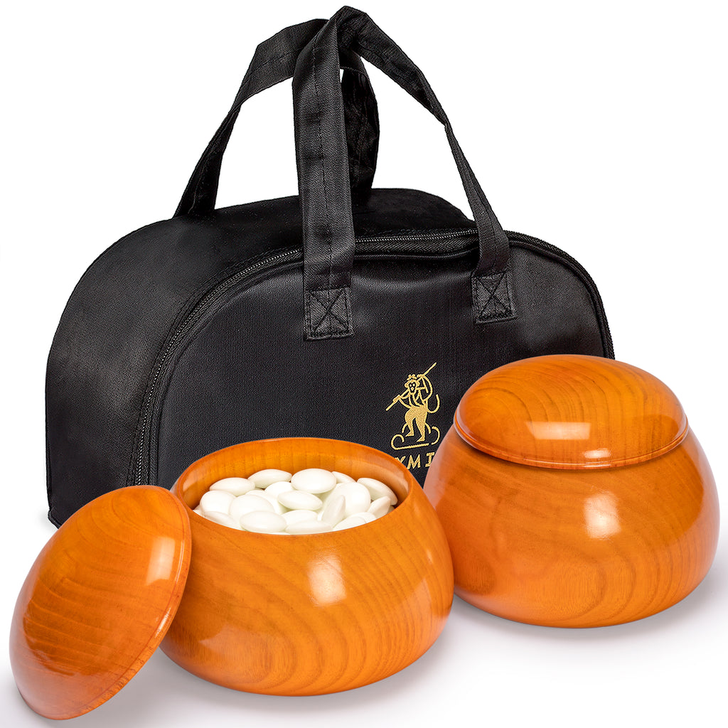 Double Convex Korean Glass Paduk Go Stones with Jujube Wood "Gosu" Go Game Bowls-Yellow Mountain Imports-Yellow Mountain Imports