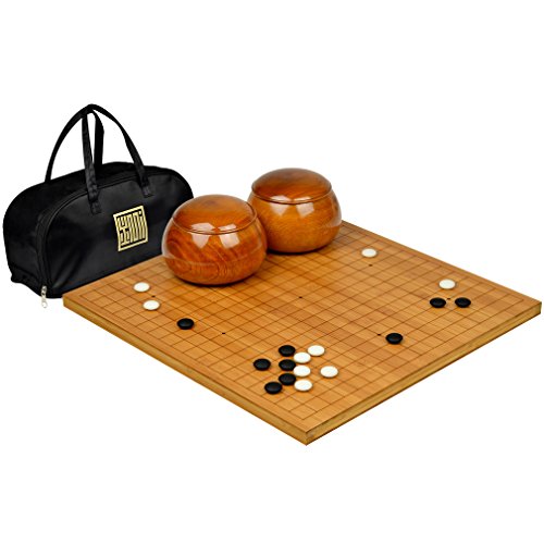 Etched Bamboo Go Board (0.8" ) w/ Double Convex Yunzi Stones (Size 32) and Jujub-Yellow Mountain Imports-Yellow Mountain Imports