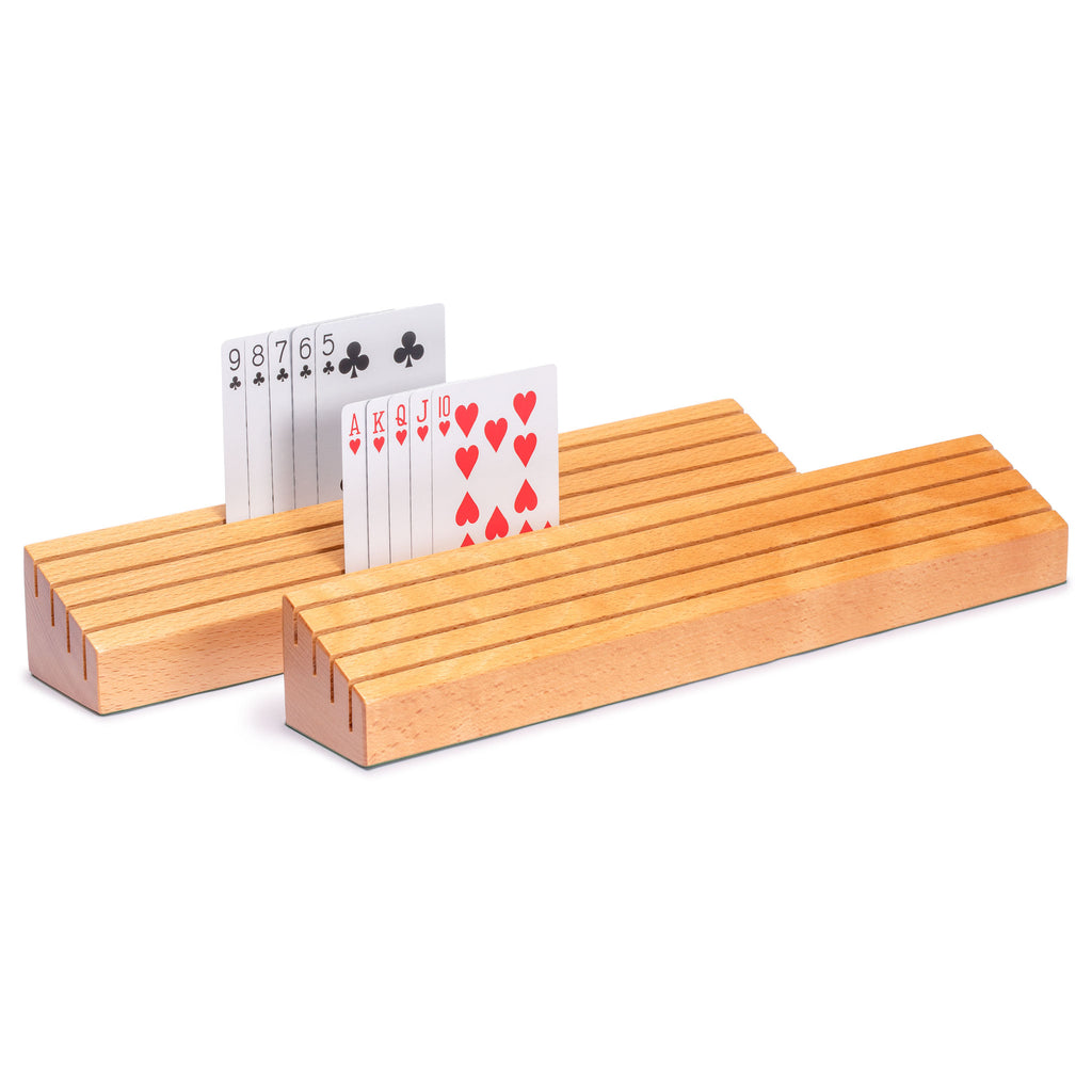 Extra-Wide Solid Beechwood Playing Card Holders - Set of 2-Yellow Mountain Imports-Yellow Mountain Imports