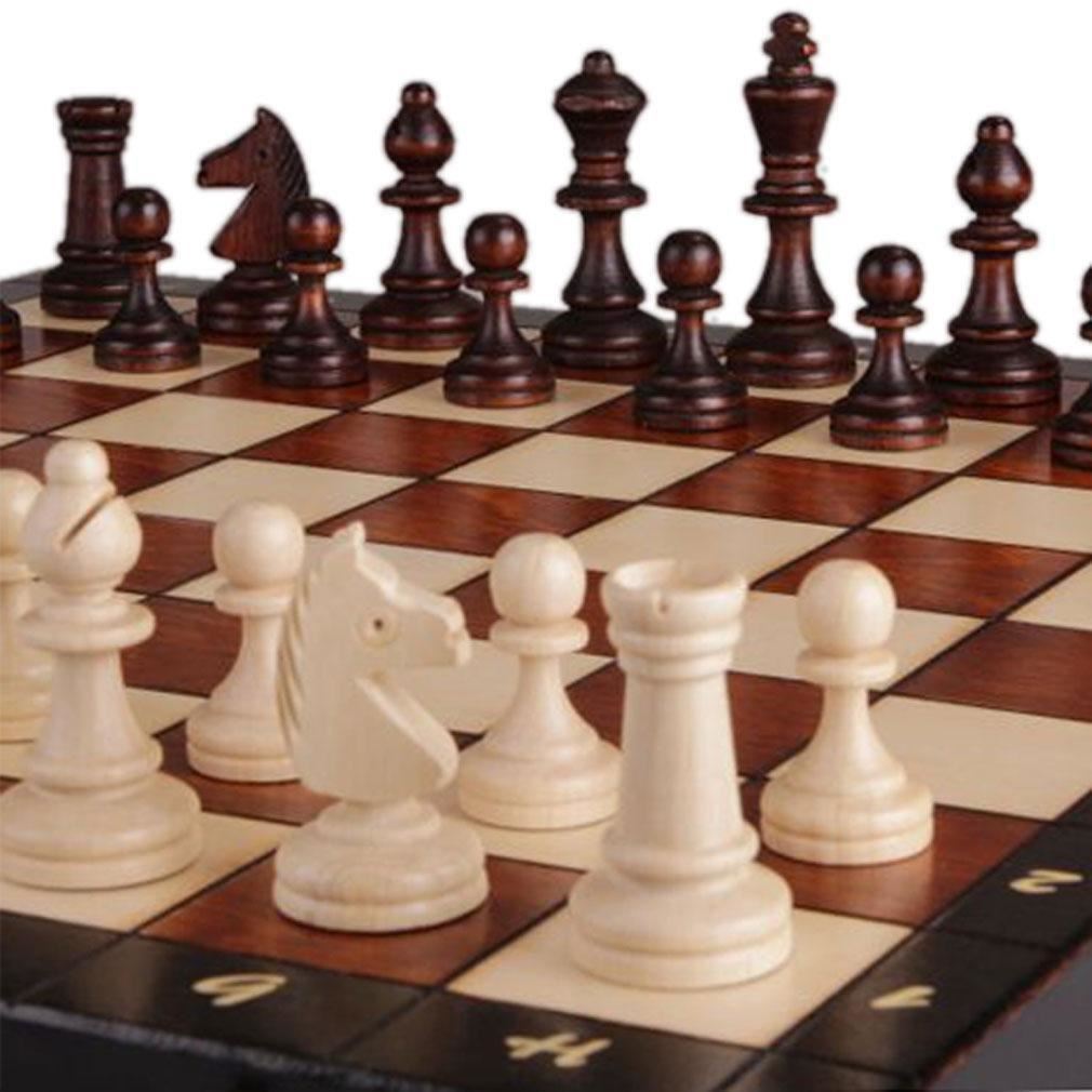 Full Sized Magnetic Wooden Portable Travel Chess Game Set - 13.75 Inches-Yellow Mountain Imports-Yellow Mountain Imports