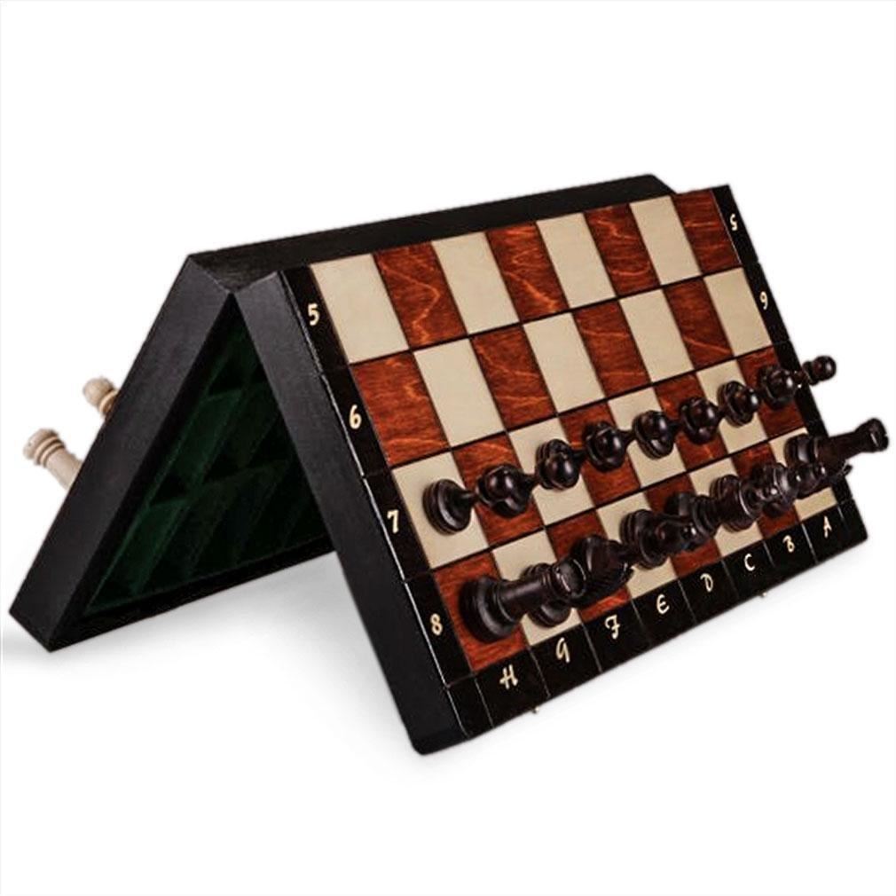 Full Sized Magnetic Wooden Portable Travel Chess Game Set - 13.75 Inches-Yellow Mountain Imports-Yellow Mountain Imports