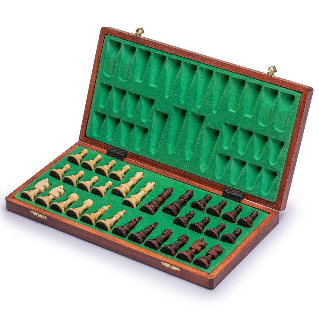 Full Sized Magnetic Wooden Portable Travel Chess Game Set - 15"-Yellow Mountain Imports-Yellow Mountain Imports