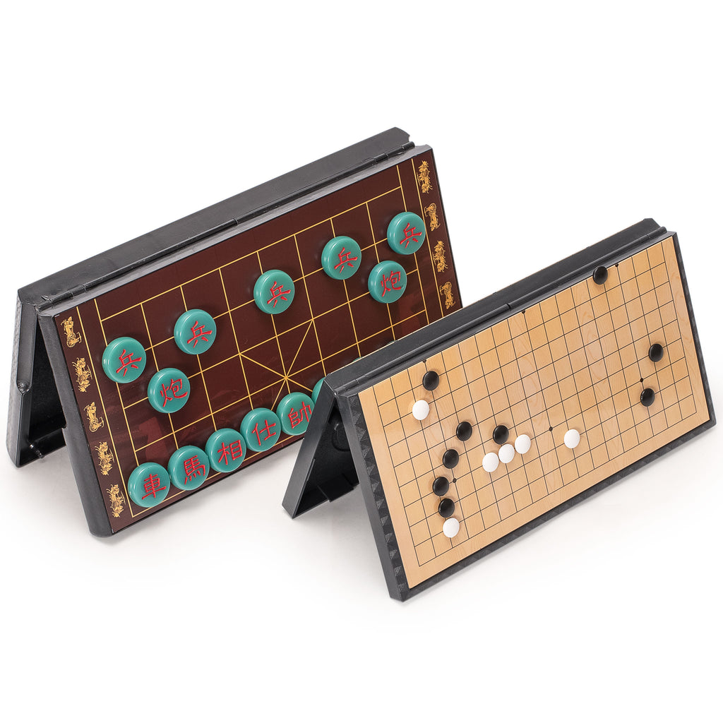 Go and Xiangqi Travel Combo – 11” Magnetic 19x19 Go Game Set and 12.8” Magnetic Chinese Chess (Xiangqi) Set-Yellow Mountain Imports-Yellow Mountain Imports