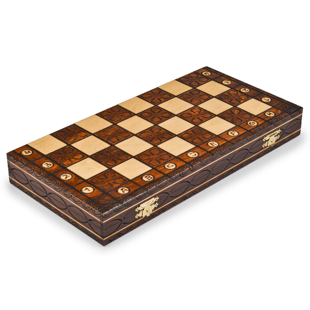 Handmade European Wooden Chess Set with 16-Inch Board and Hand Carved Chess Pieces, "Junior"-Wegiel-Yellow Mountain Imports