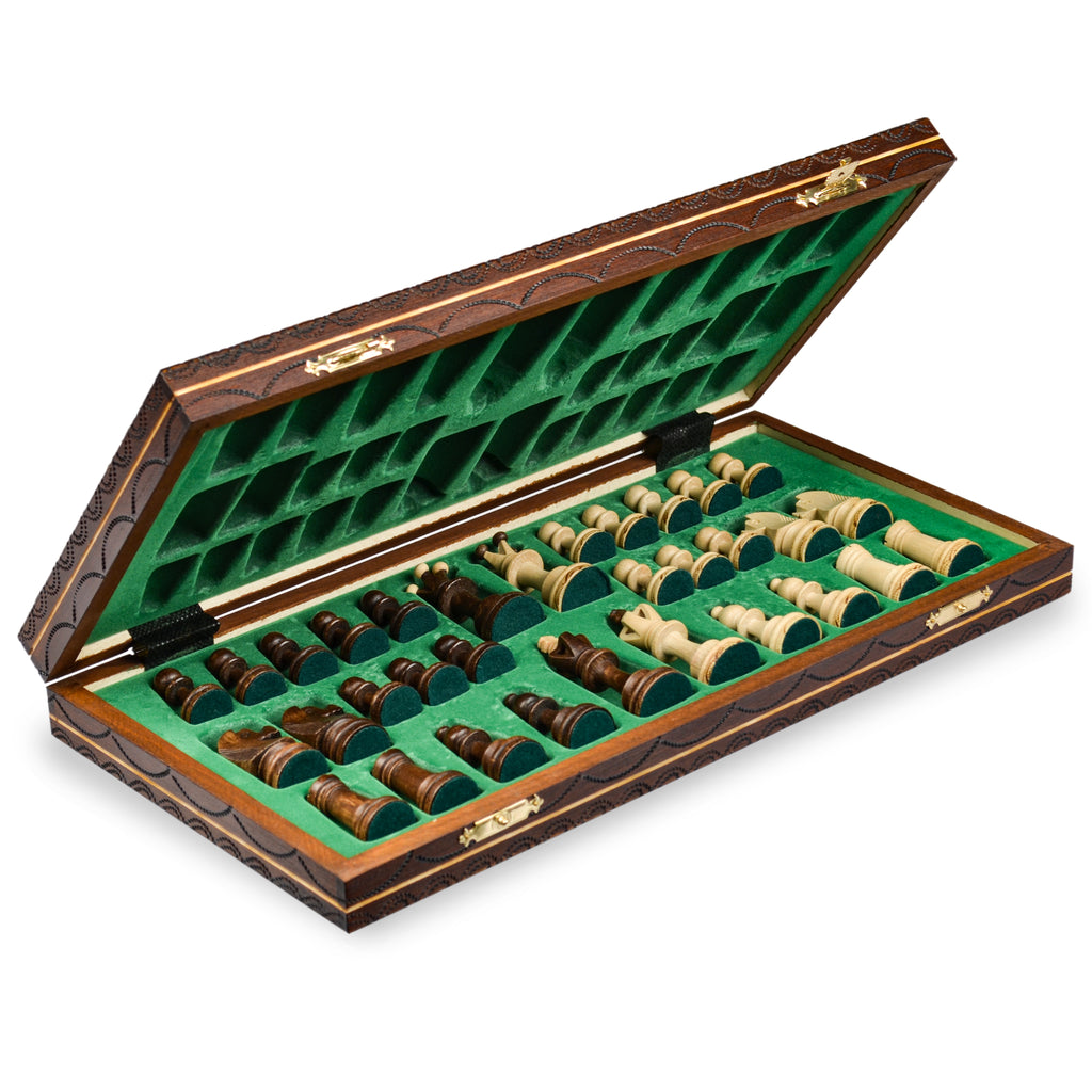 Handmade European Wooden Chess Set with 16-Inch Board and Hand Carved Chess Pieces, "Junior"-Wegiel-Yellow Mountain Imports
