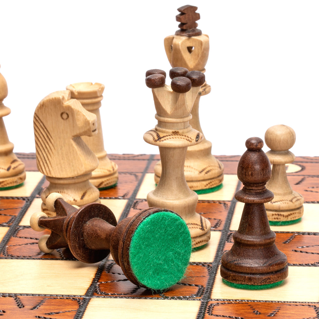 Handmade European Wooden Chess Set with 16-Inch Board and Hand Carved Chess Pieces, "Junior"-Wegiel-Yellow Mountain Imports