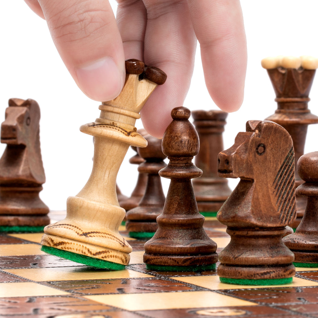 Handmade European Wooden Chess Set with 16-Inch Board and Hand Carved Chess Pieces, "Junior"-Wegiel-Yellow Mountain Imports