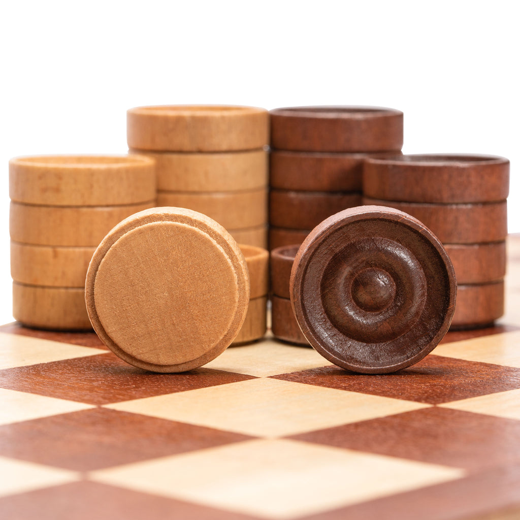 Husaria 14.2" International Checkers Folding Wooden Game Set - 8x8 Board-Husaria-Yellow Mountain Imports