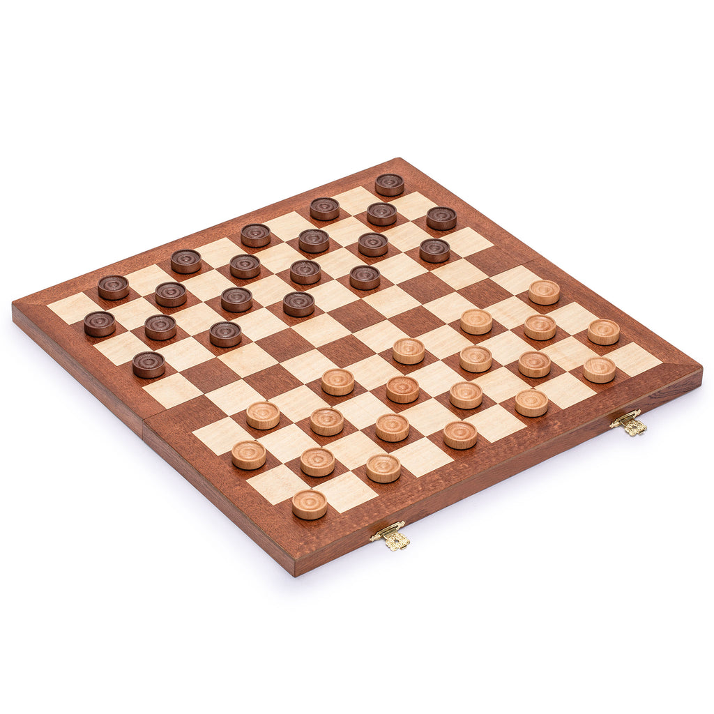 Husaria 15.4-Inch International Checkers Folding Wooden Game Set - 10x10 Board-Husaria-Yellow Mountain Imports