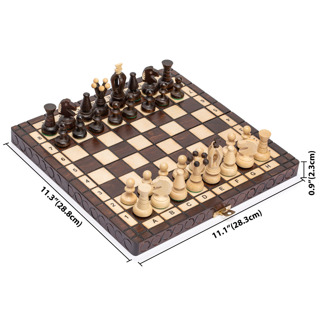 Husaria European International Chess Wooden Game Set, "King's Classic" - 11.3" Small Size Chess Set-Husaria-Yellow Mountain Imports