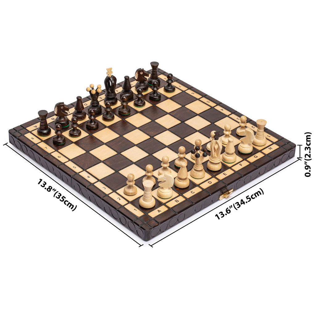 Husaria European International Chess Wooden Game Set, "King's Classic" - 13.8" Medium Size Chess Set-Husaria-Yellow Mountain Imports