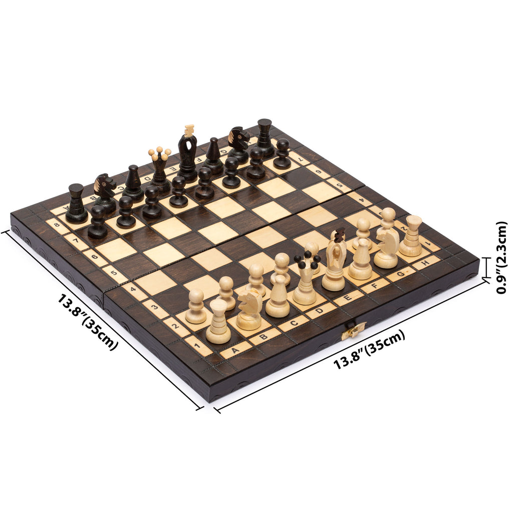 Husaria European International Chess Wooden Game Set, "King's Continental" - 13.8" Medium Size Chess Set-Husaria-Yellow Mountain Imports