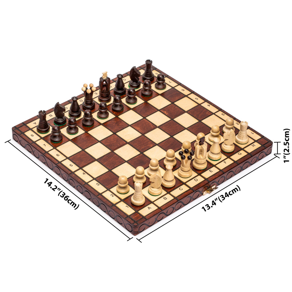 Husaria European International Chess Wooden Game Set, "King's International" - 14" Medium Size Chess Set-Husaria-Yellow Mountain Imports