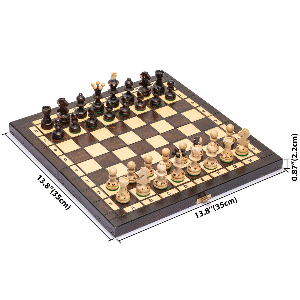 Husaria European International Chess Wooden Game Set "Regal" - 13.8" Medium Size Chess Set-Husaria-Yellow Mountain Imports