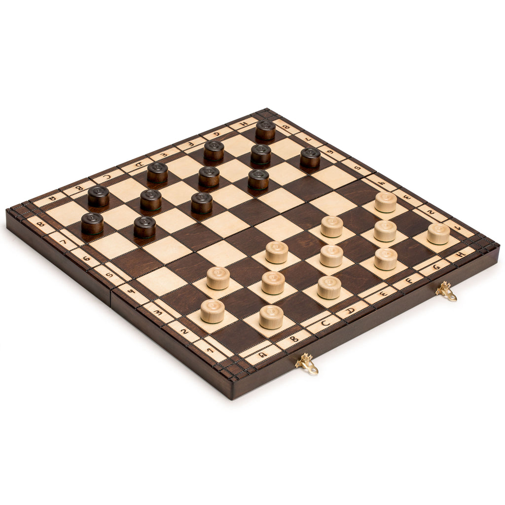 Husaria Large European Wooden Chess and Checkers Multi-Game Set, 19.7 Inches - with Foldable Board, Handcrafted Playing Pieces and Felt-lined Storage-Husaria-Yellow Mountain Imports