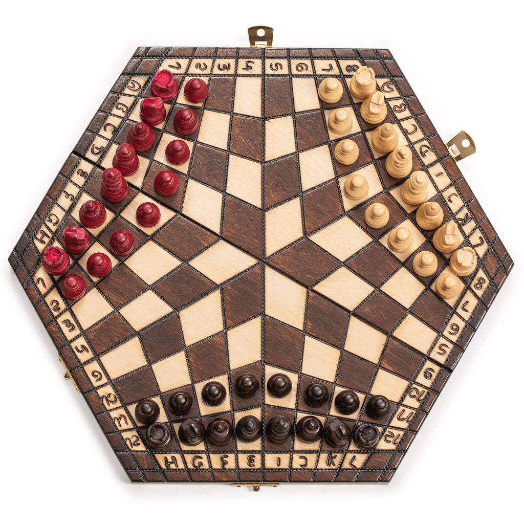 Husaria Wooden Three-Player Chess - 12"-Sunrise Handicrafts-Yellow Mountain Imports