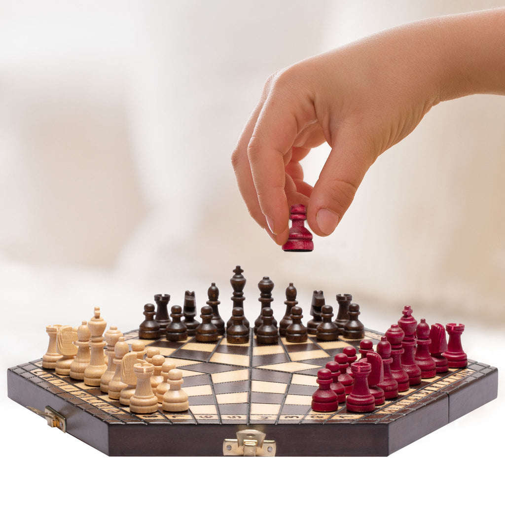 Husaria Wooden Three-Player Chess - 12"-Sunrise Handicrafts-Yellow Mountain Imports
