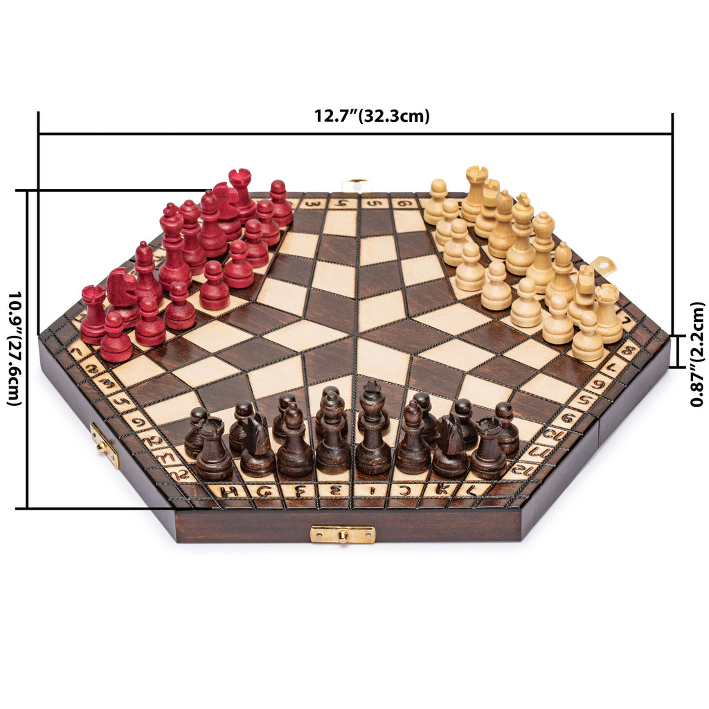 Husaria Wooden Three-Player Chess - 12"-Sunrise Handicrafts-Yellow Mountain Imports