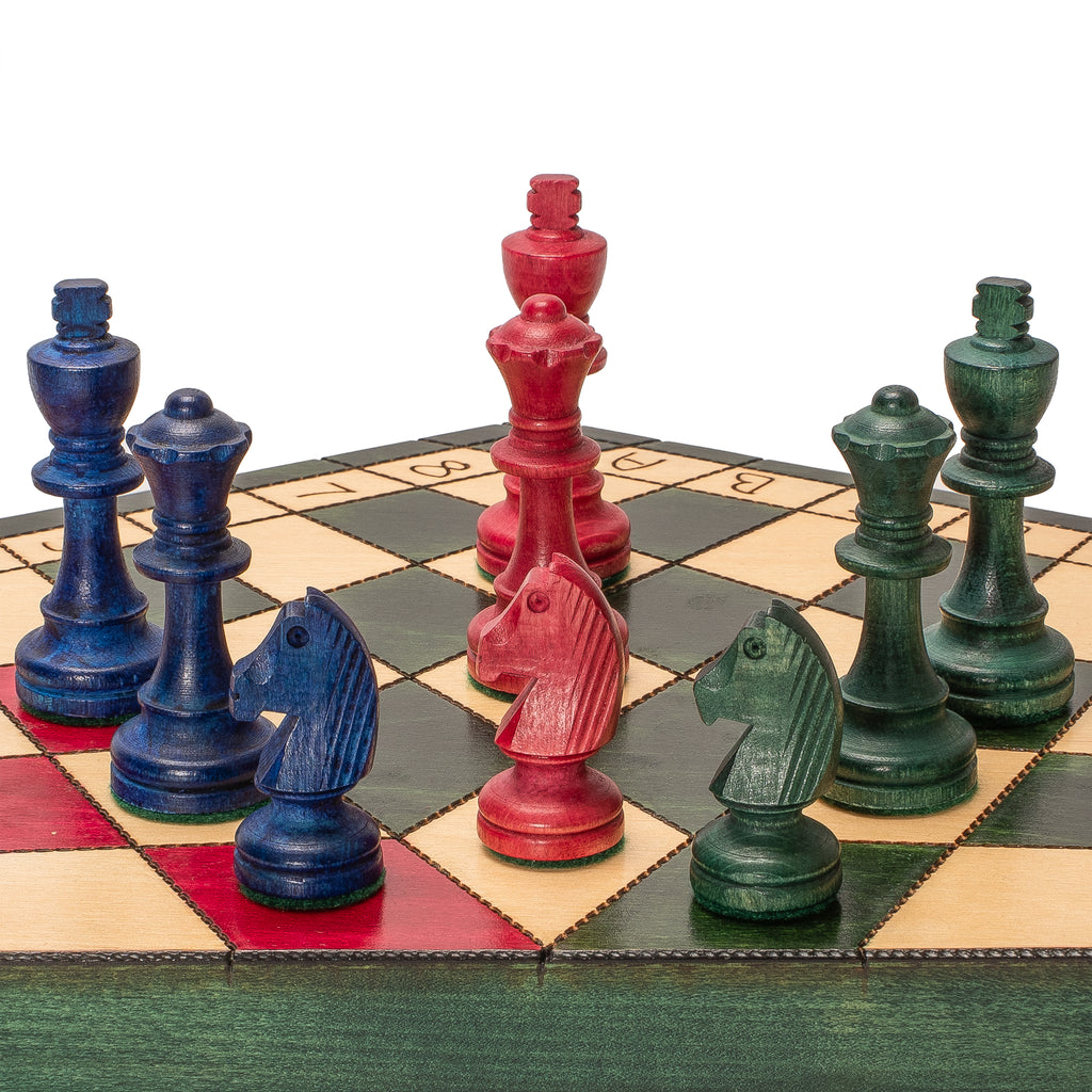 Husaria Wooden Tri-Color Three-Player Chess - 21”-Husaria-Yellow Mountain Imports