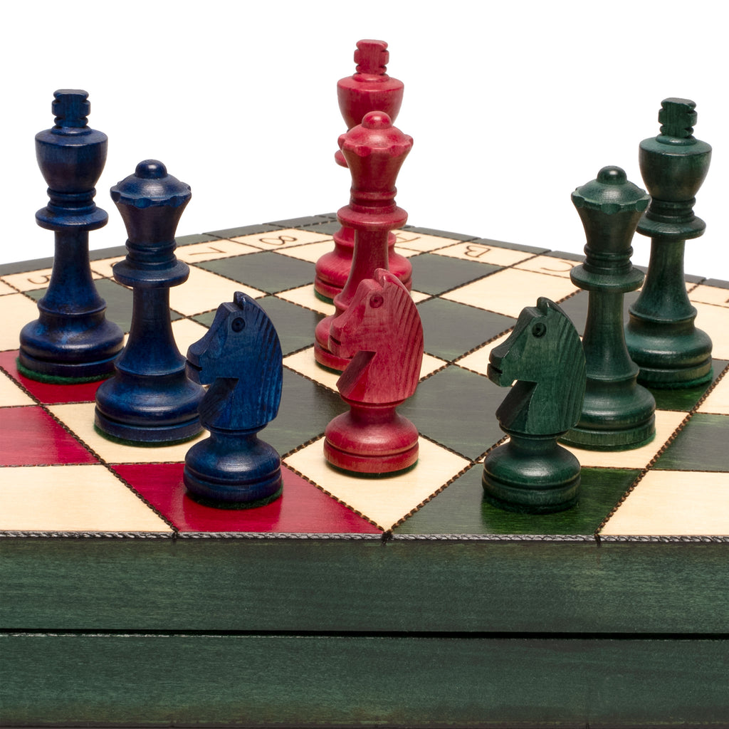 Husaria Wooden Tri-Color Three-Player Chess - 21”-Husaria-Yellow Mountain Imports