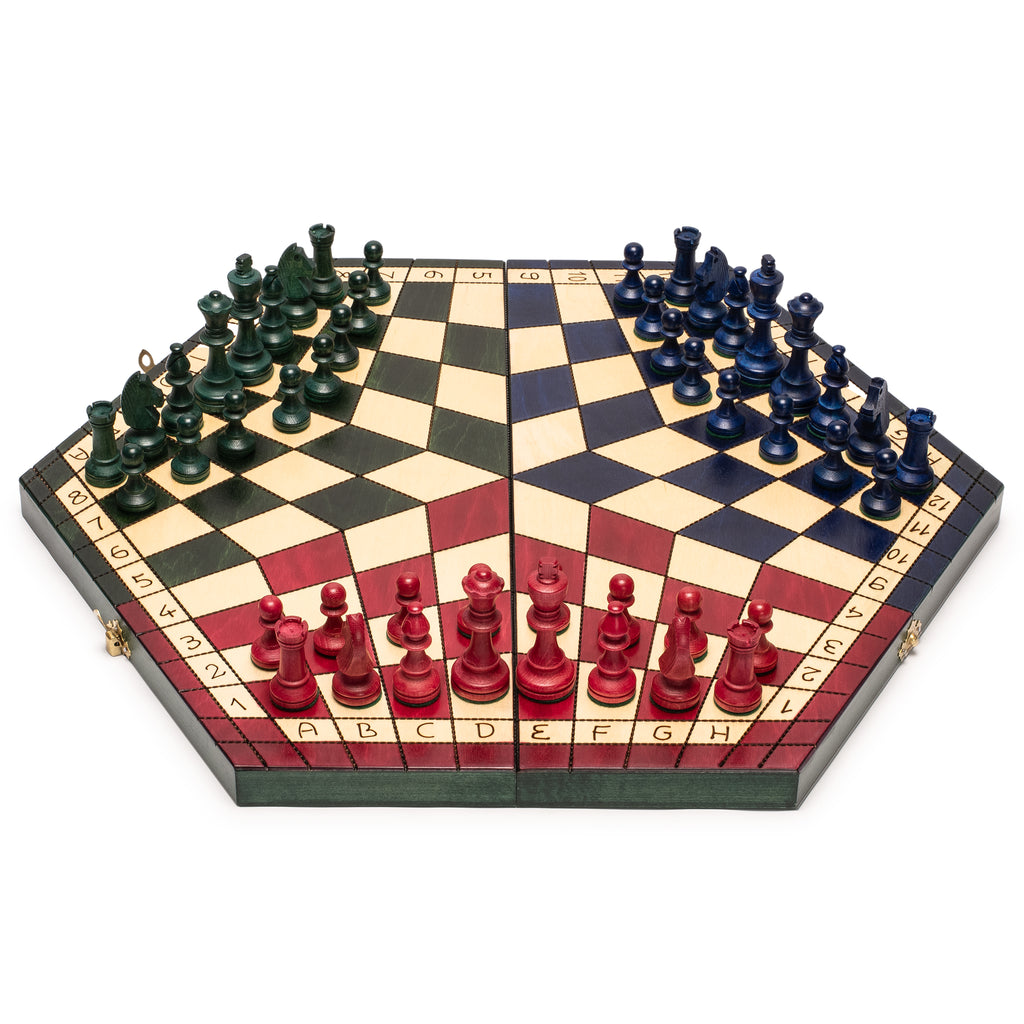 Husaria Wooden Tri-Color Three-Player Chess - 21”-Husaria-Yellow Mountain Imports