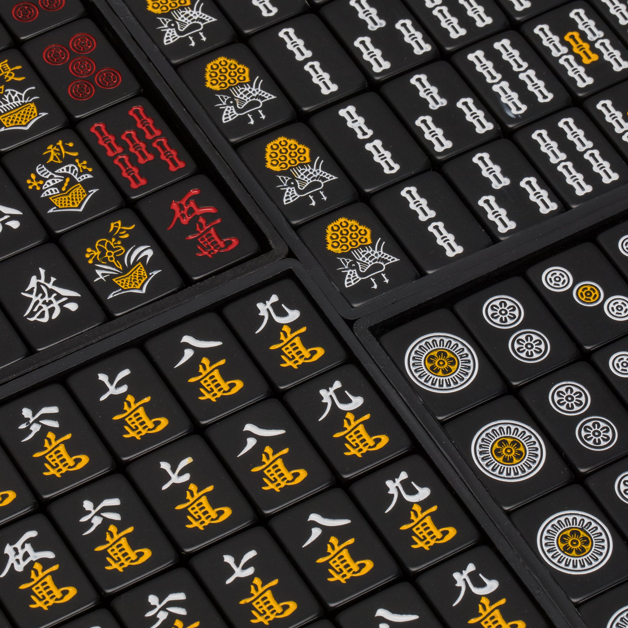 Japanese Riichi Mahjong Set - Black Standard Size Tiles and