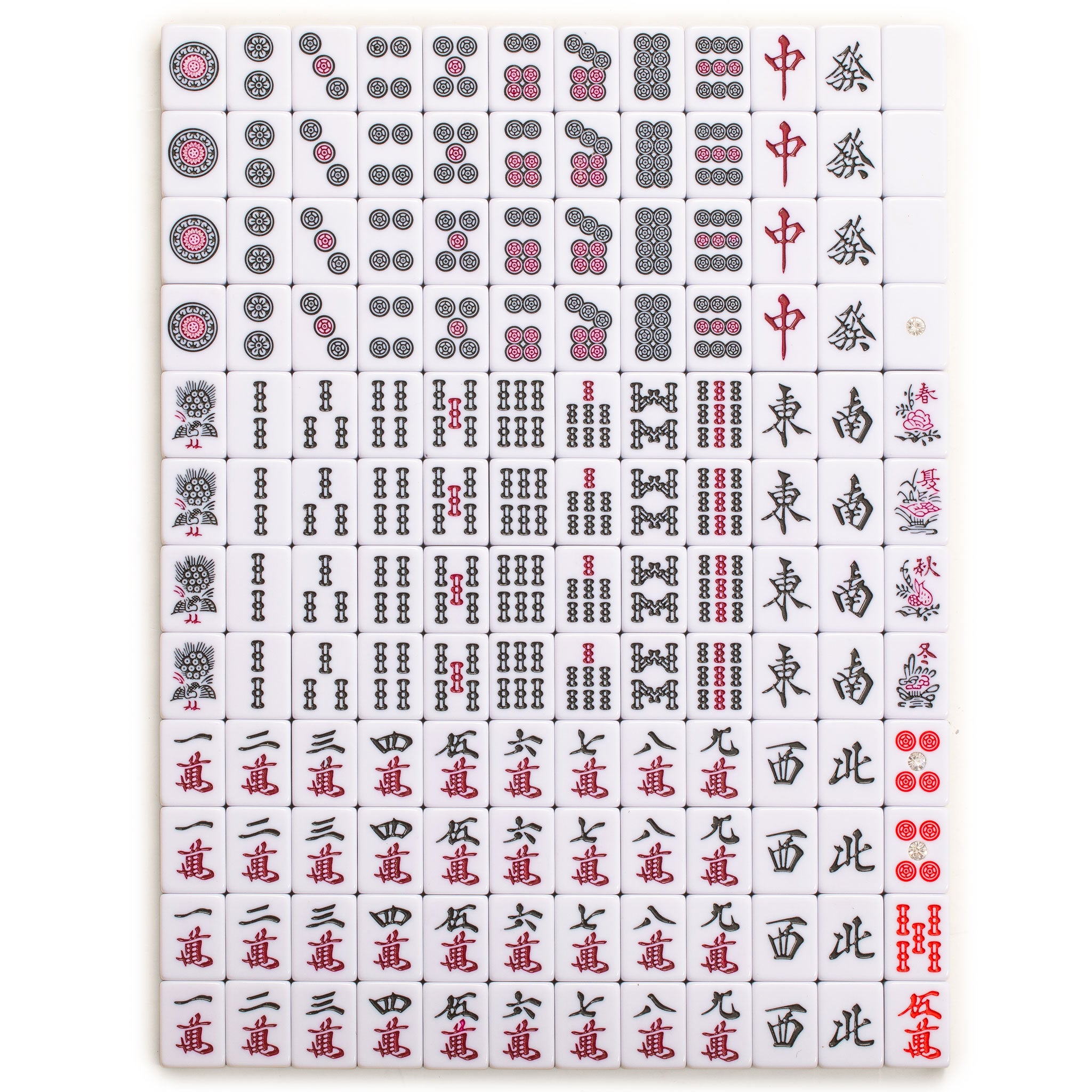 Japanese Riichi Mahjong Set - Large White and Green Tiles