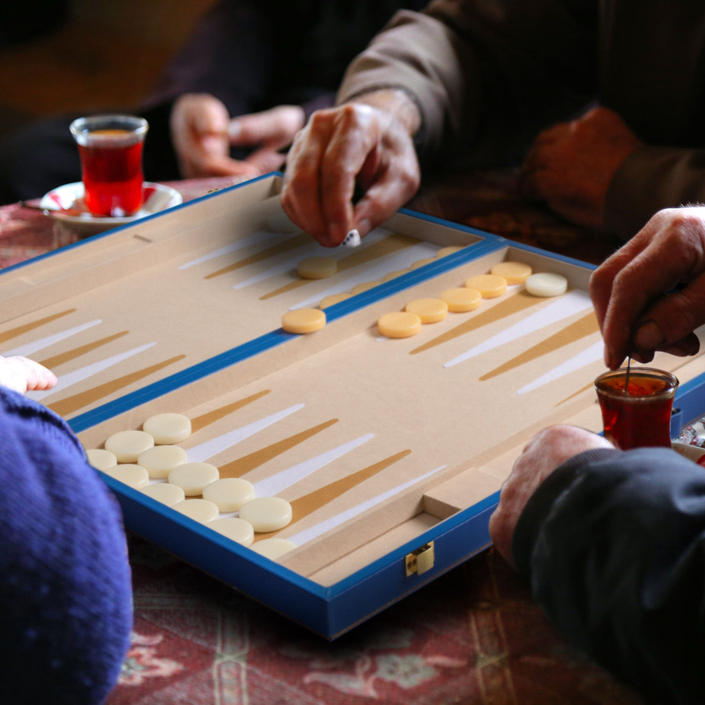 Leatherette Backgammon Game Set, "Istanbul" - 19"-Yellow Mountain Imports-Yellow Mountain Imports