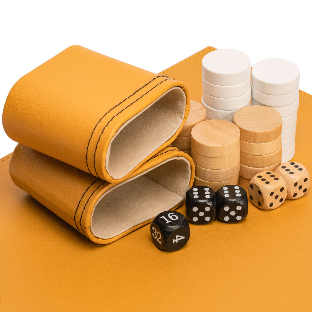 Leatherette Backgammon Game Set, "Konya" - 15"-Yellow Mountain Imports-Yellow Mountain Imports