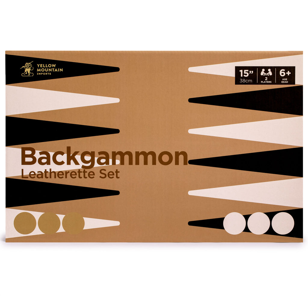 Leatherette Backgammon Game Set, "Konya" - 15"-Yellow Mountain Imports-Yellow Mountain Imports