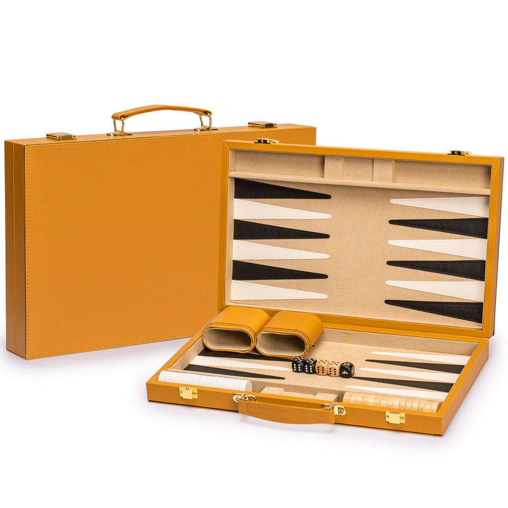 Leatherette Backgammon Game Set, "Konya" - 15"-Yellow Mountain Imports-Yellow Mountain Imports