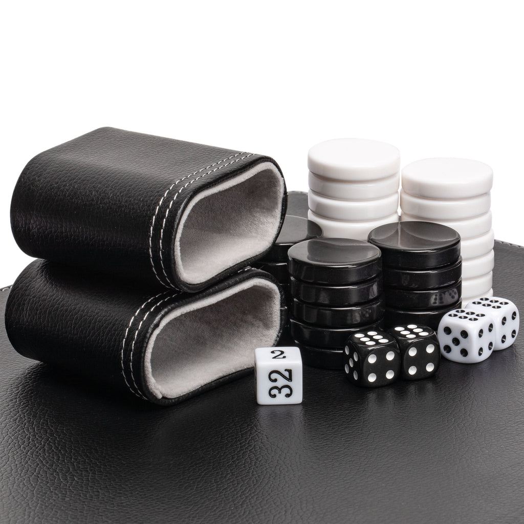 Leatherette Backgammon Set, "Antalya" - 17"-Yellow Mountain Imports-Yellow Mountain Imports