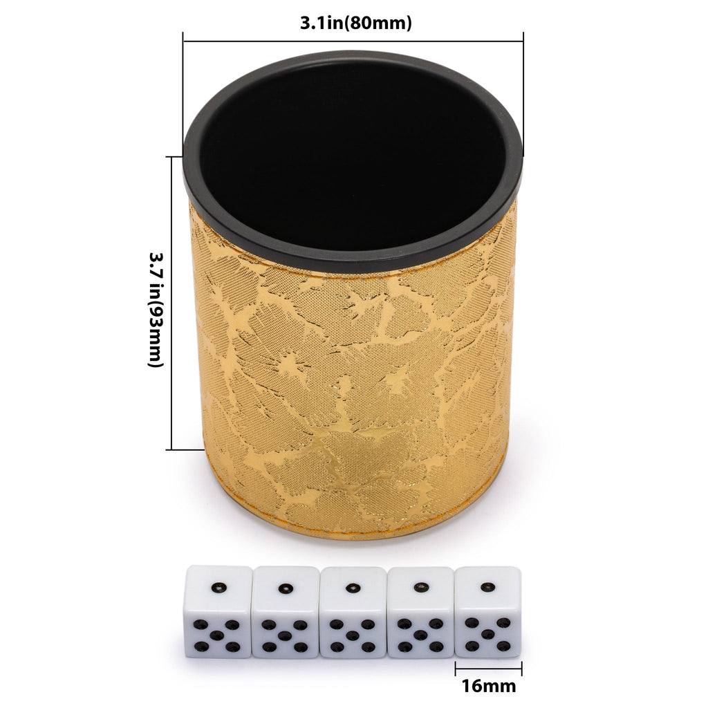 Liar's Dice Golden Cup Shaker Bluffing Game - 4 Cups with 20 (16mm) Dice-Yellow Mountain Imports-Yellow Mountain Imports