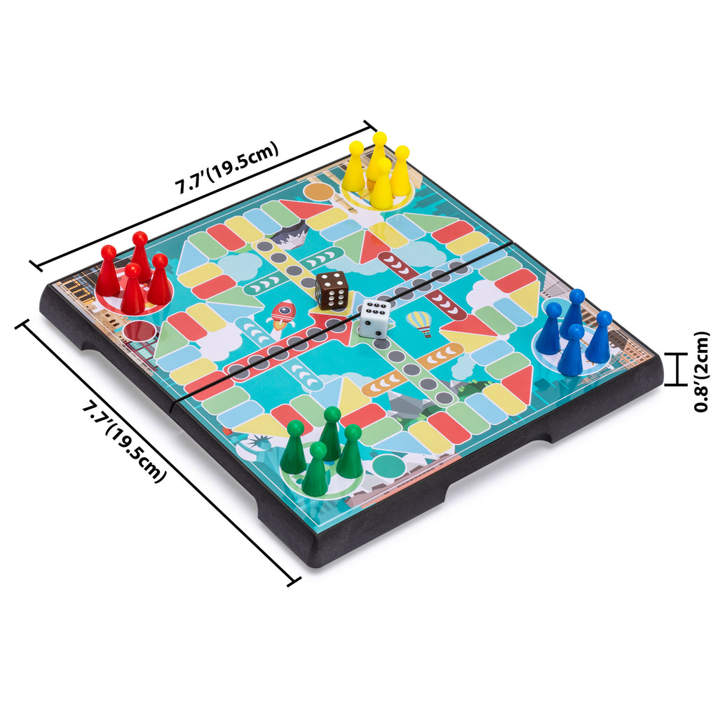 Ludo Magnetic Folding Travel Board Game Set - 8"-Yellow Mountain Imports-Yellow Mountain Imports