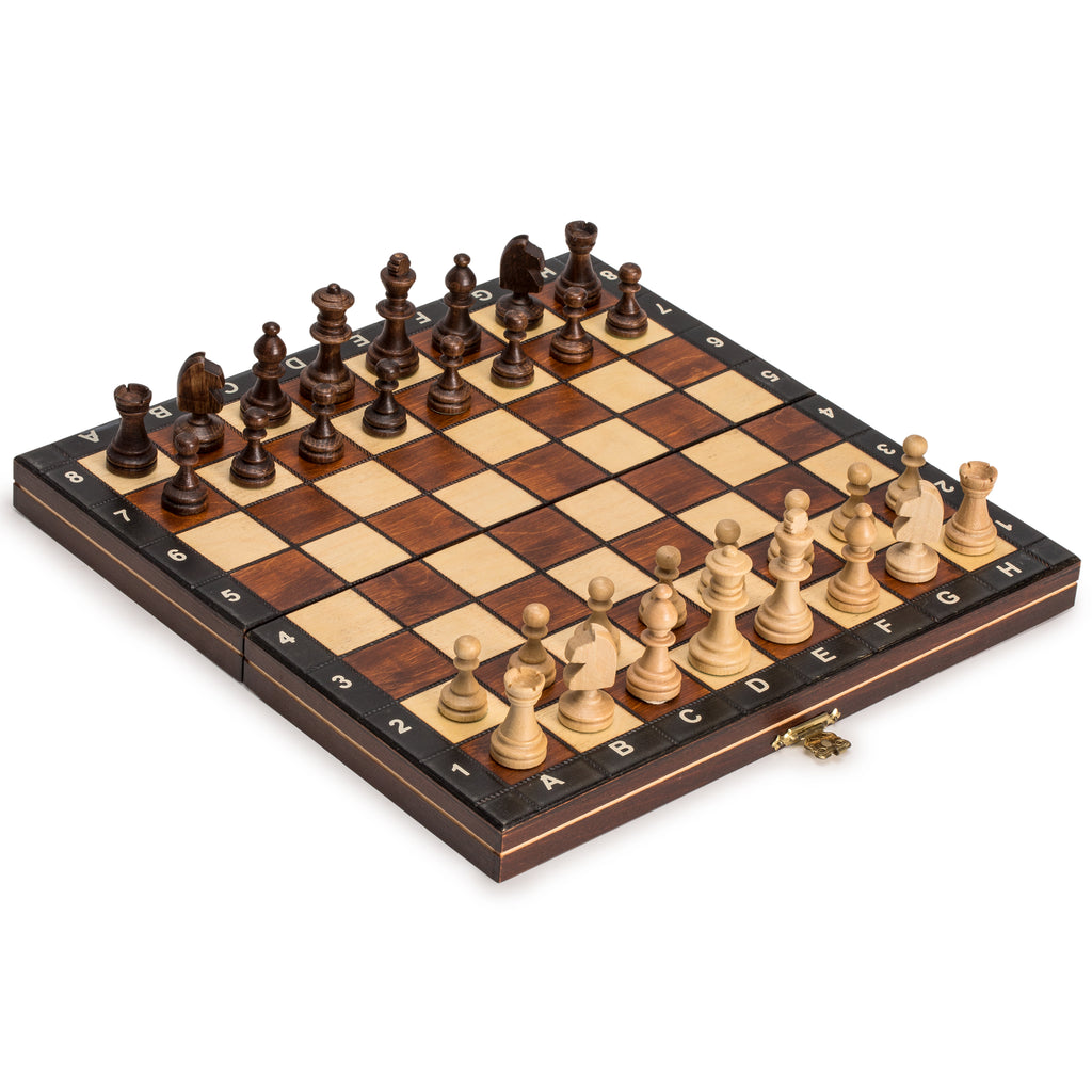 Magnetic Wooden Tournament Travel Chess Set - 10.5"-Wegiel-Yellow Mountain Imports