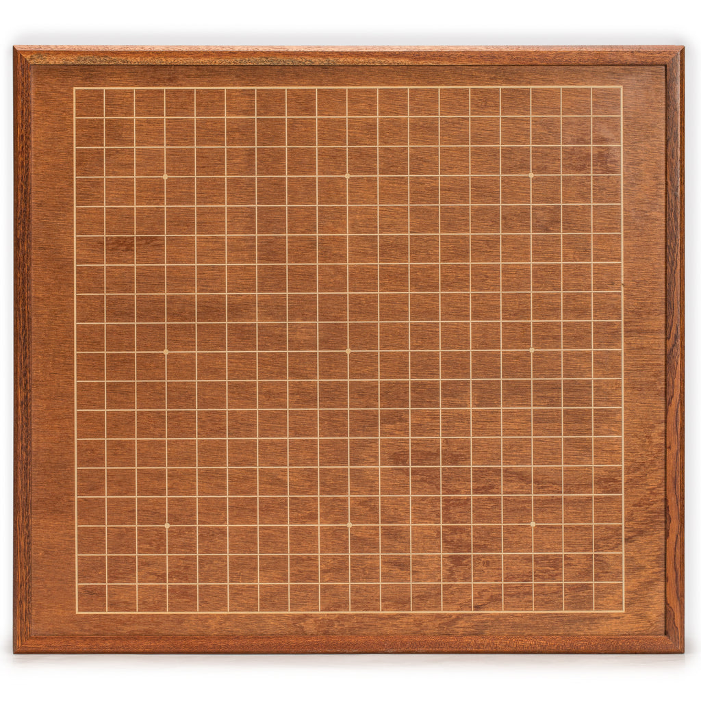 Mahogany 0.4" Inlaid Go Board w/ Double Convex Melamine Stones Set-Yellow Mountain Imports-Yellow Mountain Imports