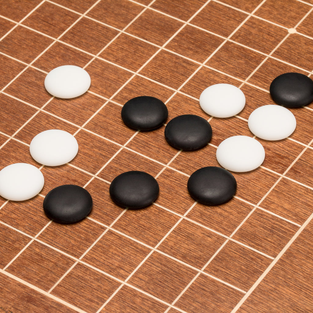 Mahogany 0.4" Inlaid Go Board w/ Single Convex Yunzi Stones Set-Yellow Mountain Imports-Yellow Mountain Imports