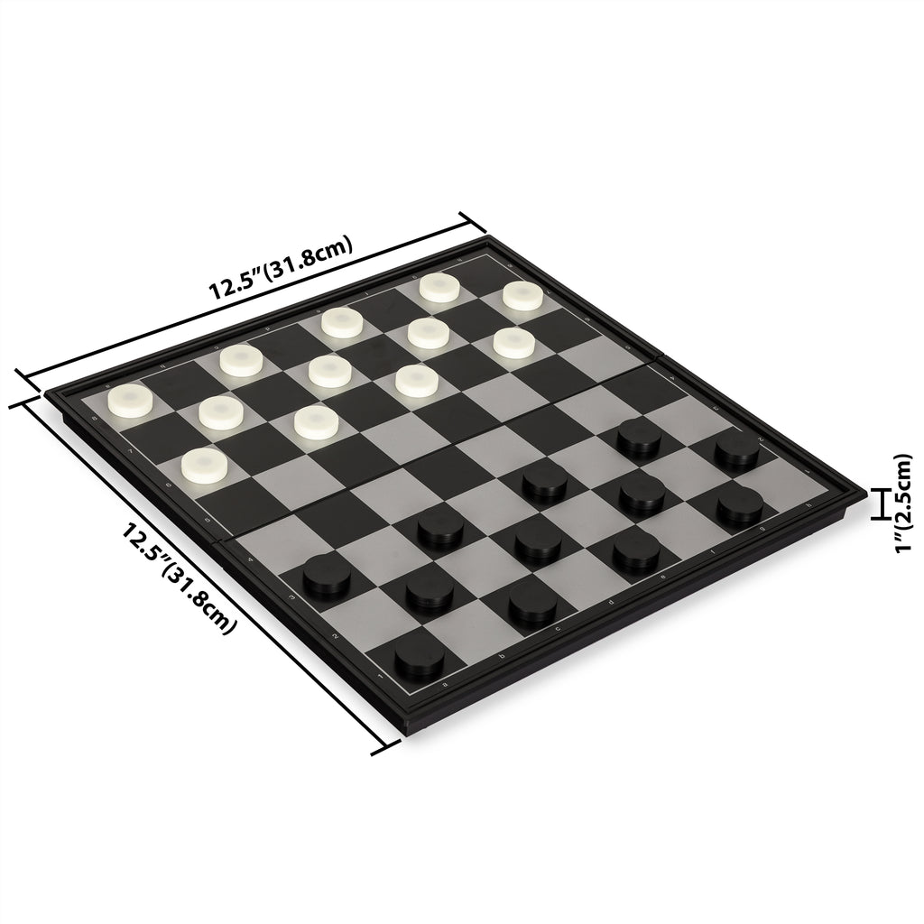 Medium 2-in-1 Travel Magnetic Chess & Checkers Board Game Set - 12.5"-Yellow Mountain Imports-Yellow Mountain Imports