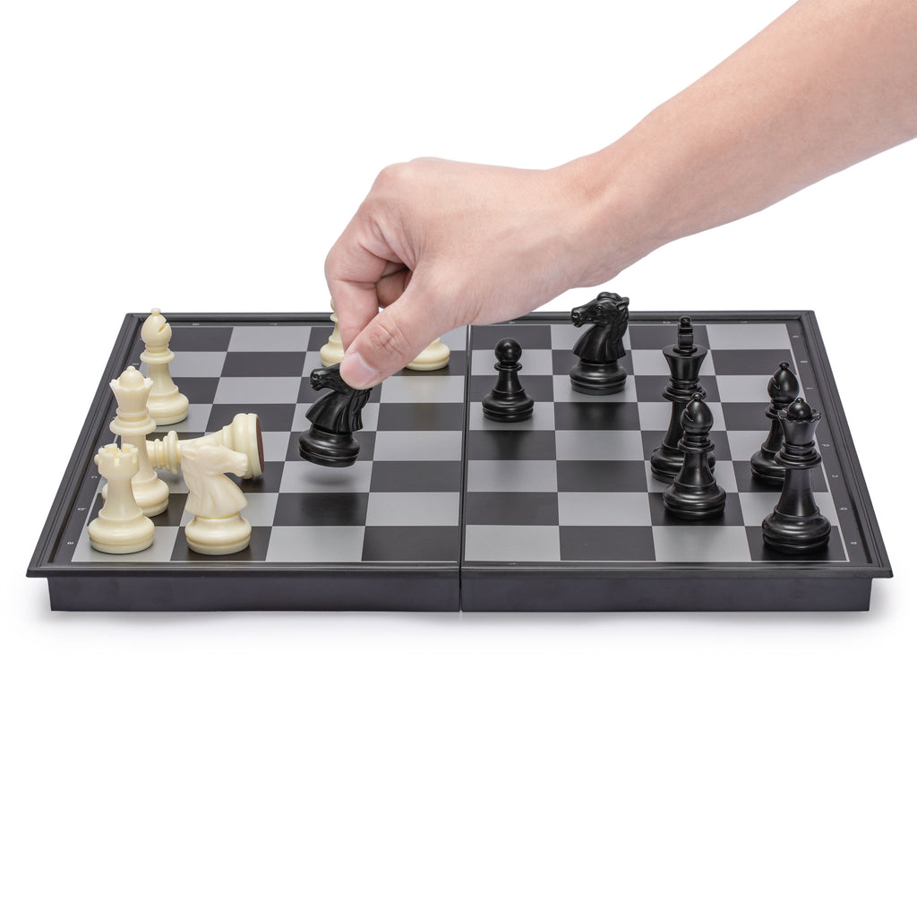 Medium 2-in-1 Travel Magnetic Chess & Checkers Board Game Set - 12.5 ...