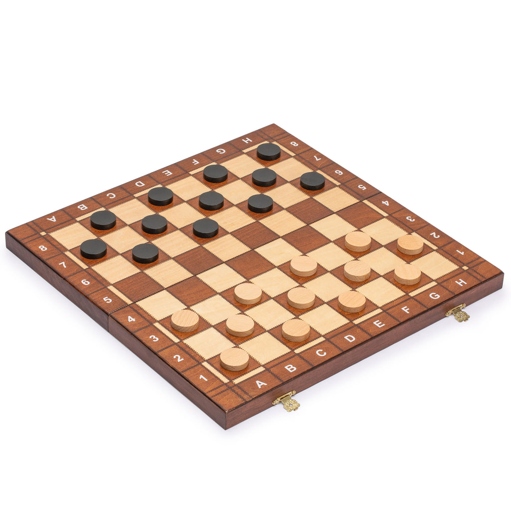 Medium 3-in-1 Wooden Chess, Checkers, and Backgammon Board Game Set - 16"-Husaria-Yellow Mountain Imports