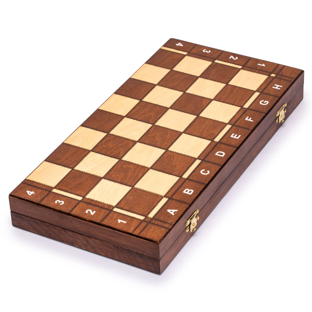 Medium 3-in-1 Wooden Chess, Checkers, and Backgammon Board Game Set - 16"-Husaria-Yellow Mountain Imports