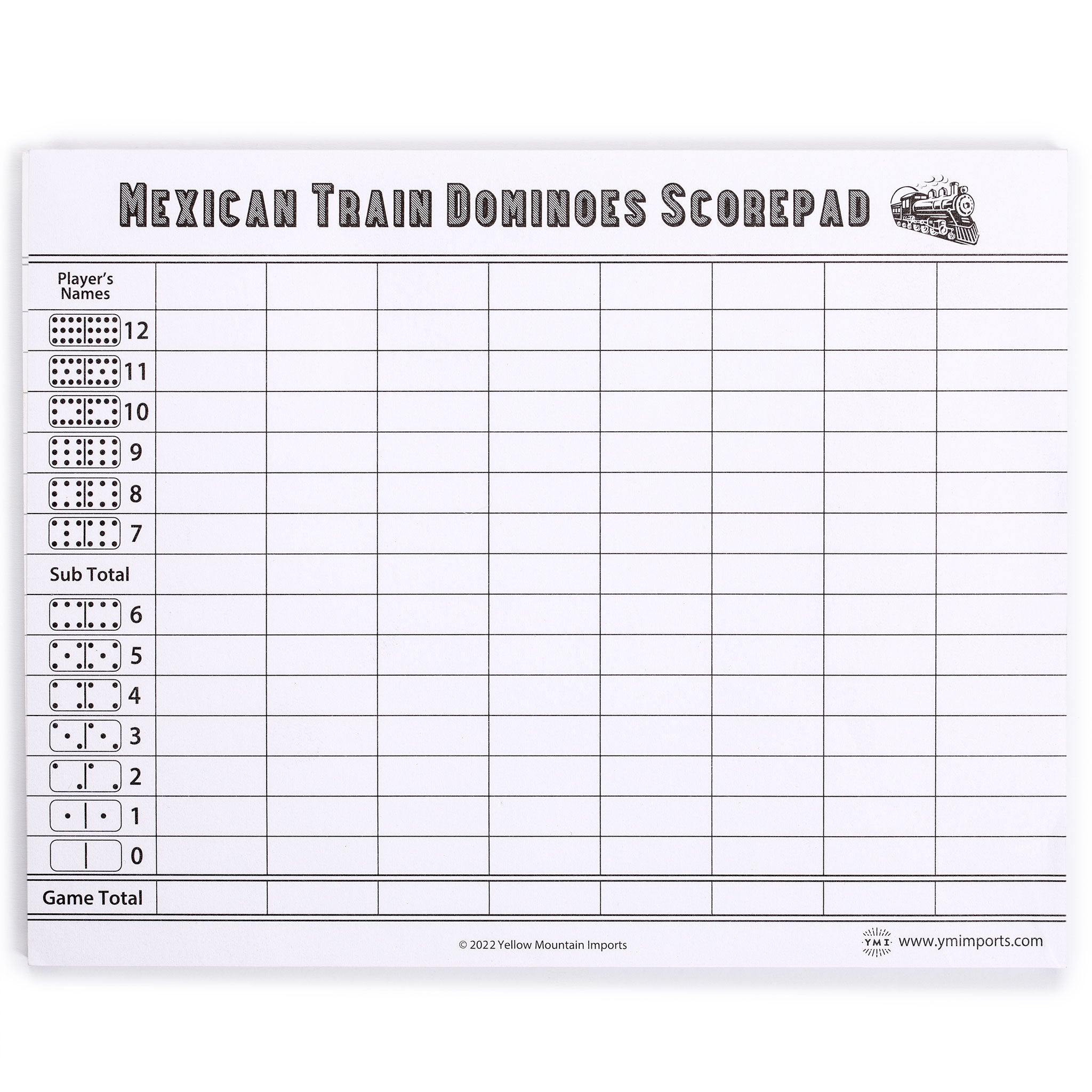 mexican train dominoes scorepad - 50 sheets – yellow mountain imports