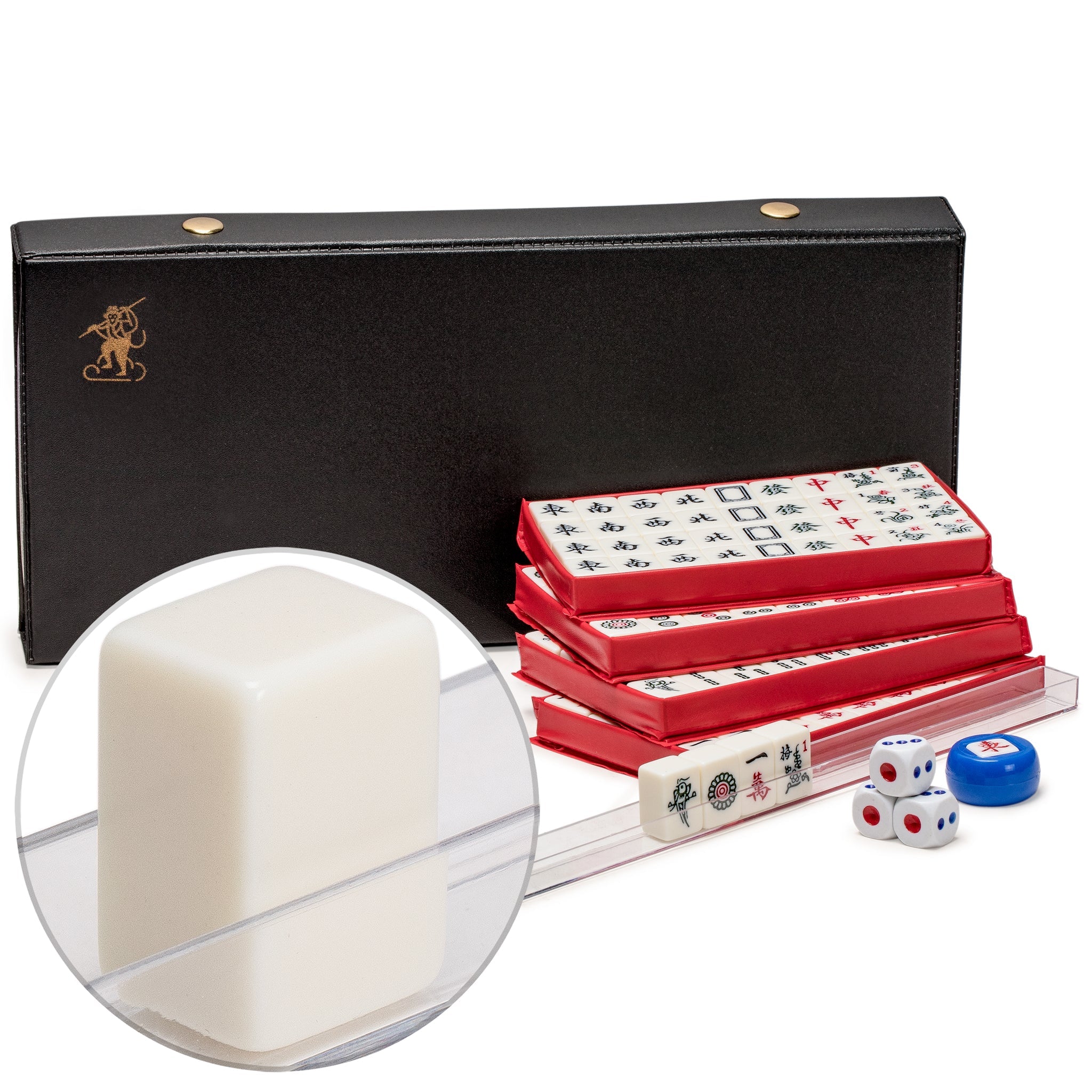 Yellow Mountain Imports White Vinyl Japanese Riichi Mahjong Set With Case
