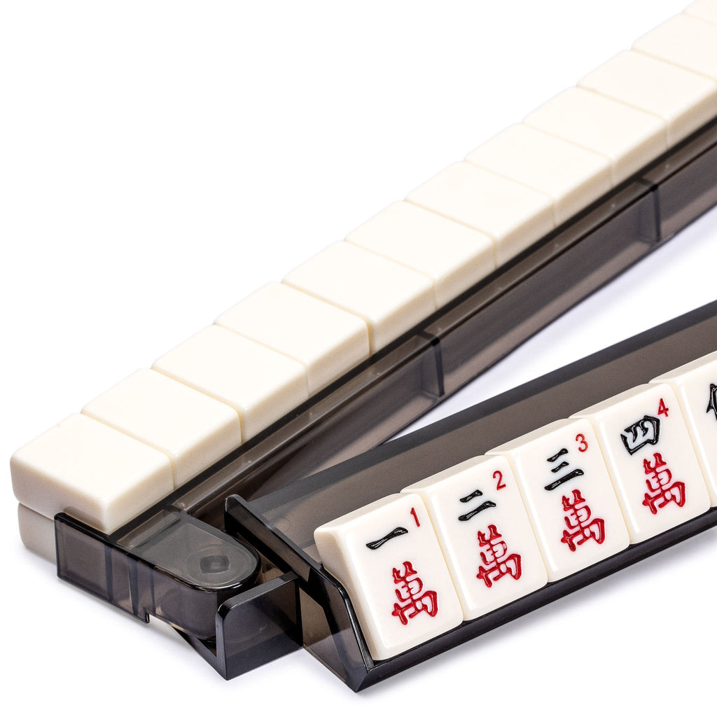 Modern Mahjong Racks with Built-in Pushers - Black - Set of 4-Yellow Mountain Imports-Yellow Mountain Imports