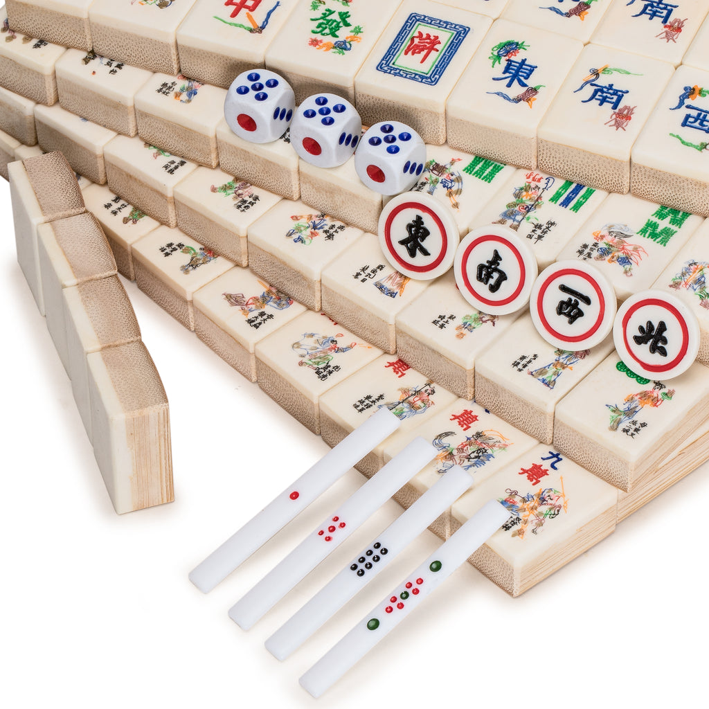 Liquidação Jogo Mahjong Bambu & Bone 152 Pc Cx Madeira