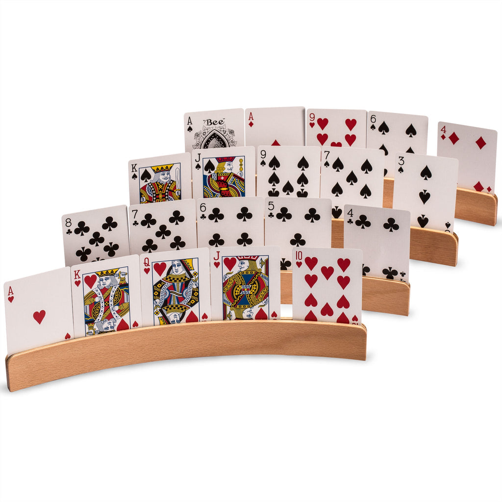 Panorama Wooden Playing Card Holders - Set of 4-Yellow Mountain Imports-Yellow Mountain Imports